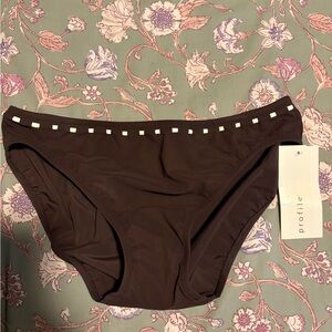 Brown Bikini Bottom with White Accents